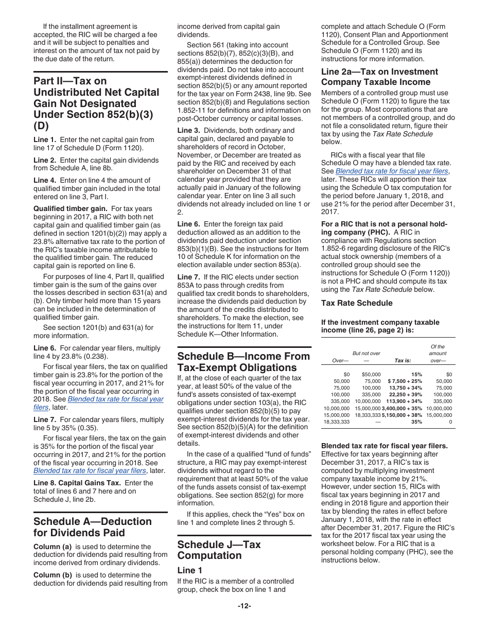 Instructions for IRS Form 1120-RIC U.S. Income Tax Return for Regulated Investment Companies, Page 12