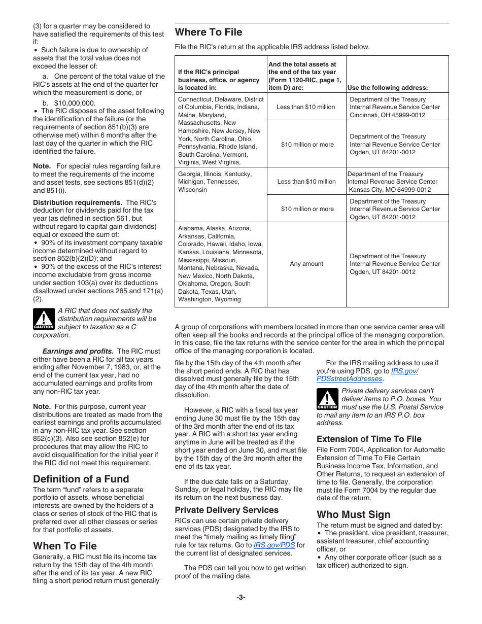 Instructions for IRS Form 1120-RIC U.S. Income Tax Return for Regulated Investment Companies, Page 3