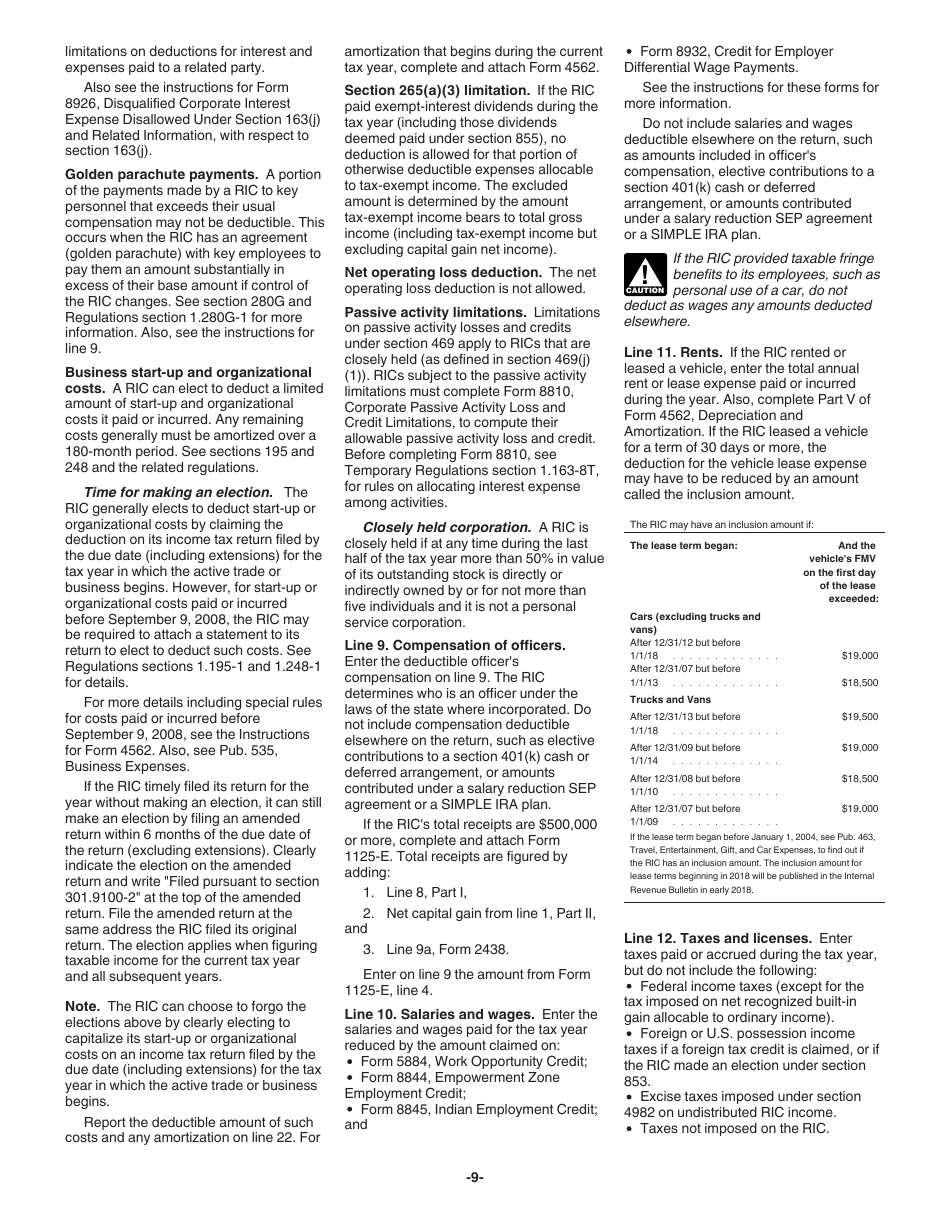 Instructions for IRS Form 1120-RIC U.S. Income Tax Return for Regulated Investment Companies, Page 9
