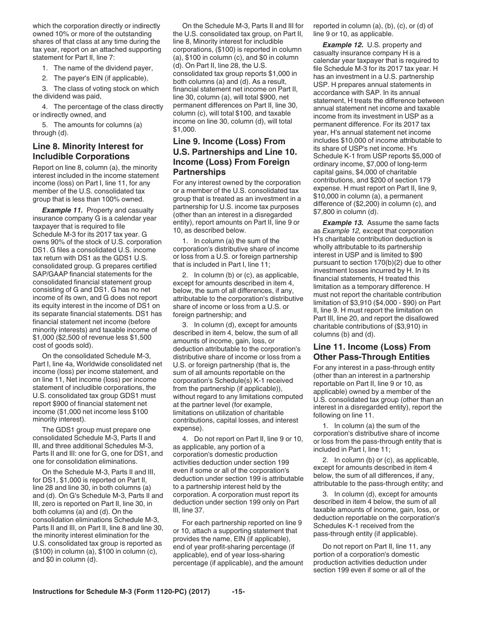 Instructions for IRS Form 1120-PC Schedule M-3 Net Income (Loss) Reconciliation for U.S. Property and Casualty Insurance Companies With Total Assets of $10 Million or More, Page 15