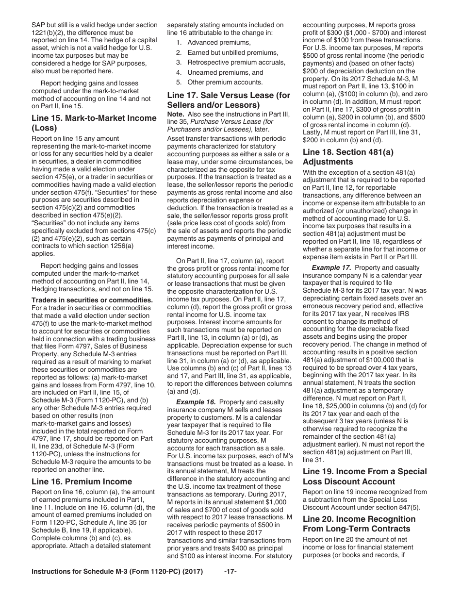 Instructions for IRS Form 1120-PC Schedule M-3 Net Income (Loss) Reconciliation for U.S. Property and Casualty Insurance Companies With Total Assets of $10 Million or More, Page 17