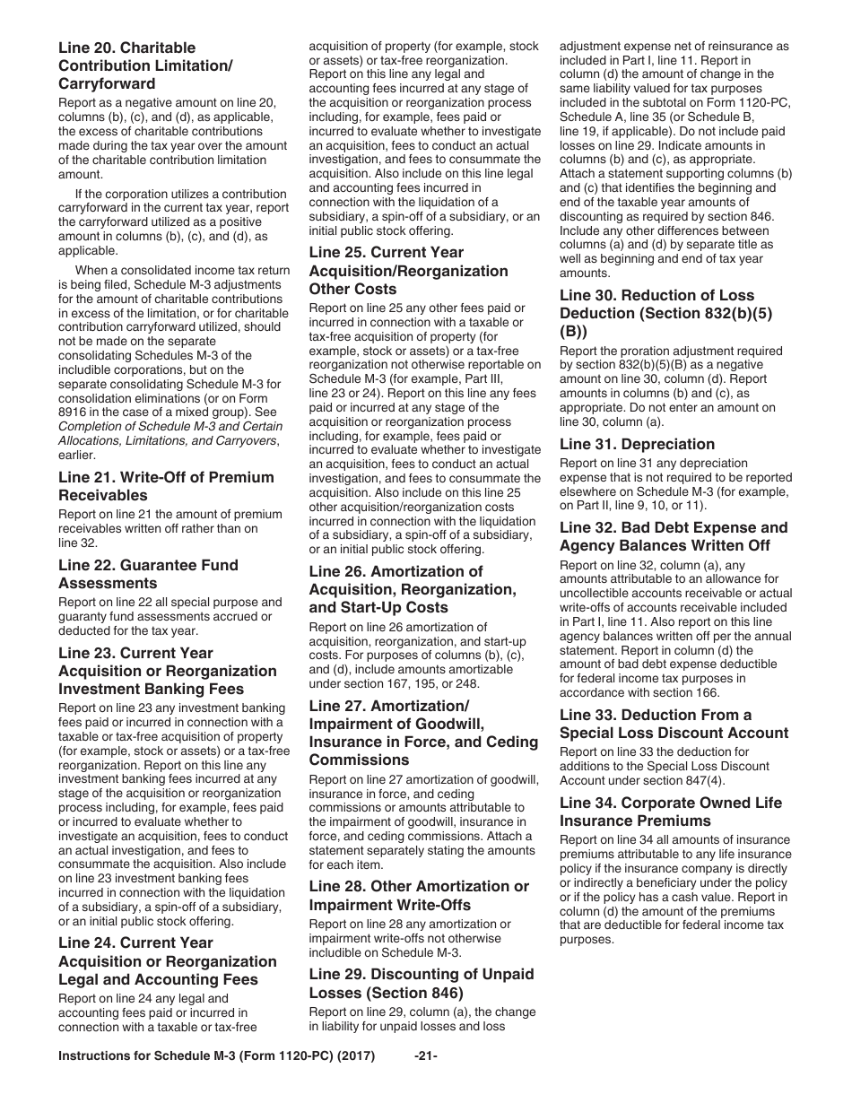 Instructions for IRS Form 1120-PC Schedule M-3 Net Income (Loss) Reconciliation for U.S. Property and Casualty Insurance Companies With Total Assets of $10 Million or More, Page 21