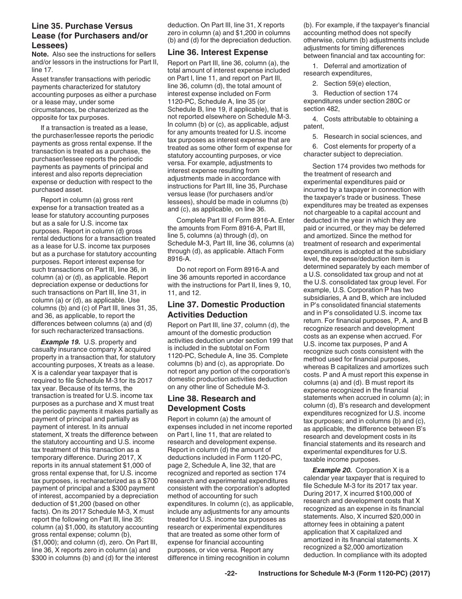 Instructions for IRS Form 1120-PC Schedule M-3 Net Income (Loss) Reconciliation for U.S. Property and Casualty Insurance Companies With Total Assets of $10 Million or More, Page 22