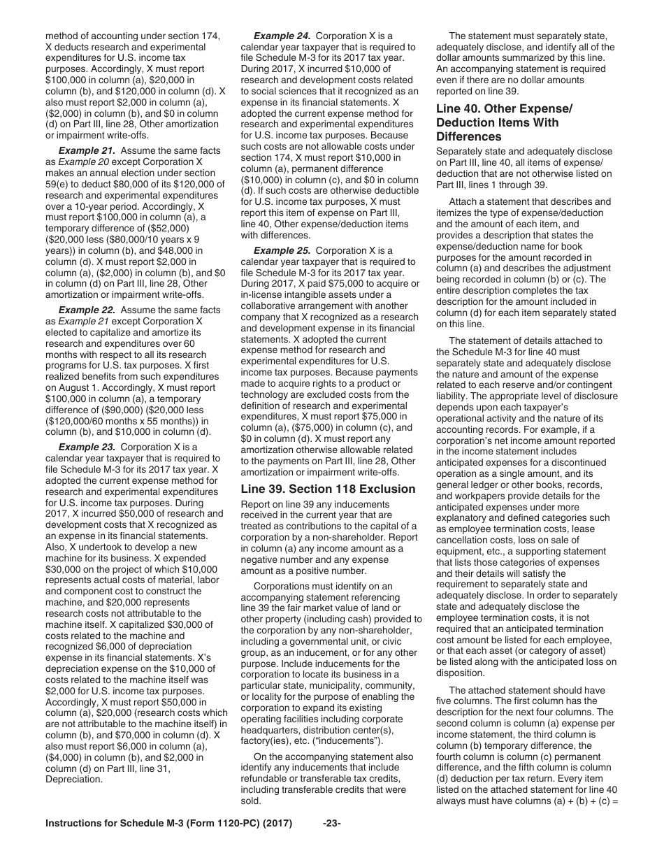 Instructions for IRS Form 1120-PC Schedule M-3 Net Income (Loss) Reconciliation for U.S. Property and Casualty Insurance Companies With Total Assets of $10 Million or More, Page 23