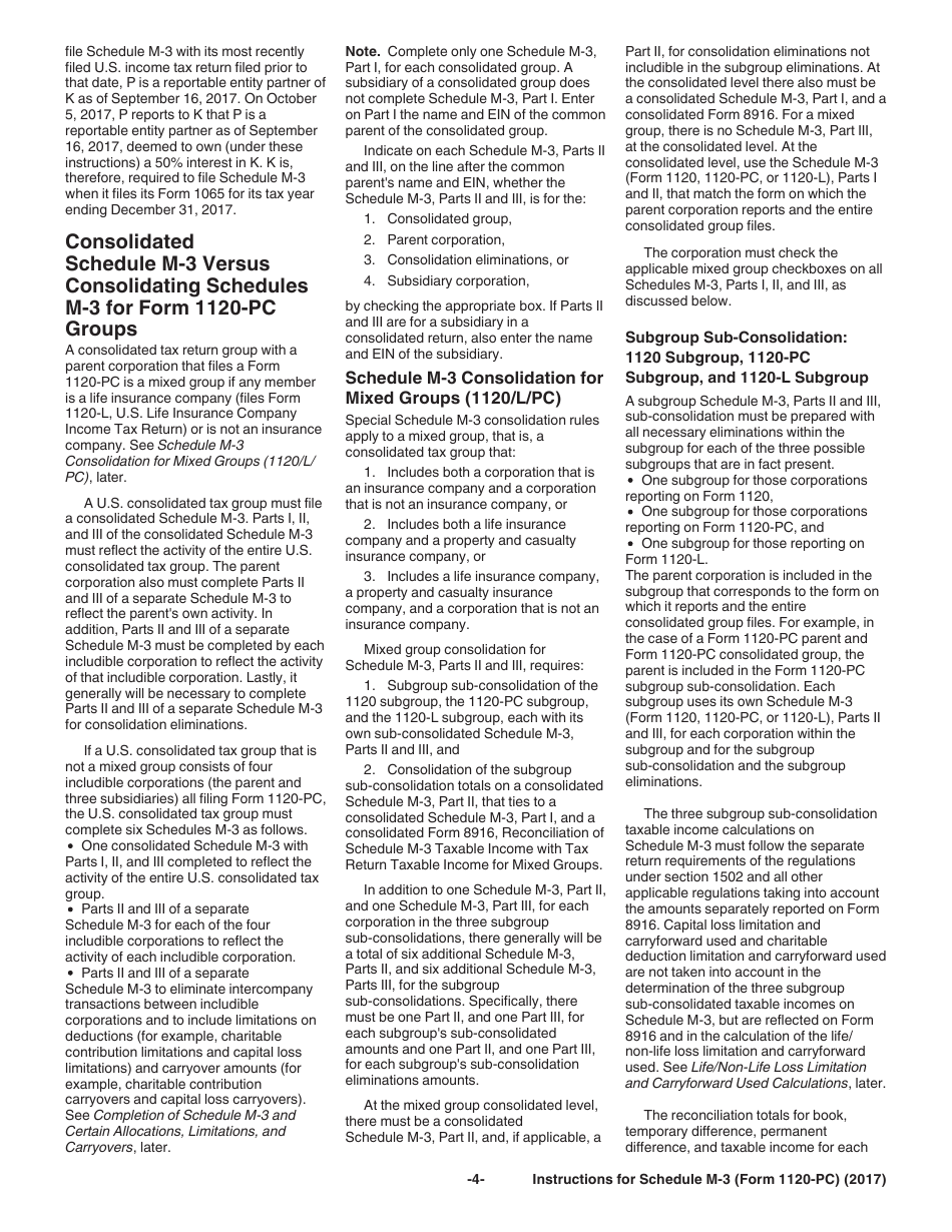 Instructions for IRS Form 1120-PC Schedule M-3 Net Income (Loss) Reconciliation for U.S. Property and Casualty Insurance Companies With Total Assets of $10 Million or More, Page 4