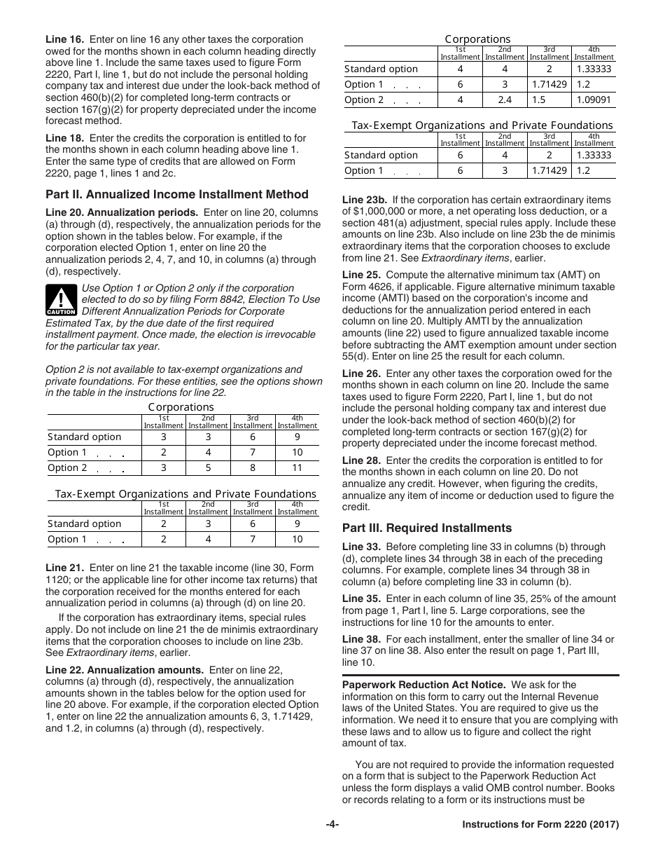 Instructions for IRS Form 2220 Underpayment of Estimated Tax by Corporations, Page 4