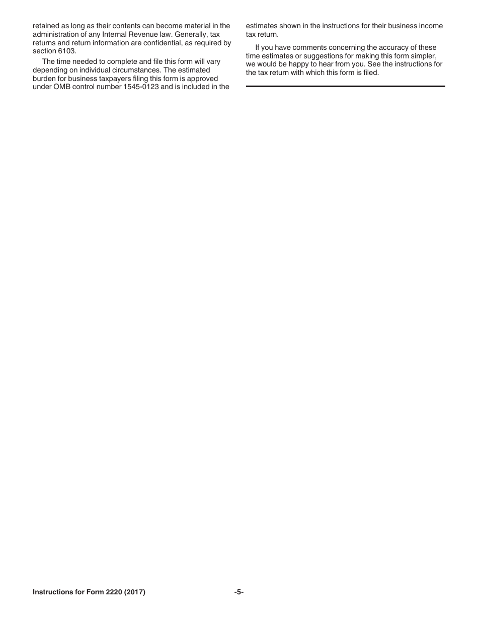 Instructions for IRS Form 2220 Underpayment of Estimated Tax by Corporations, Page 5