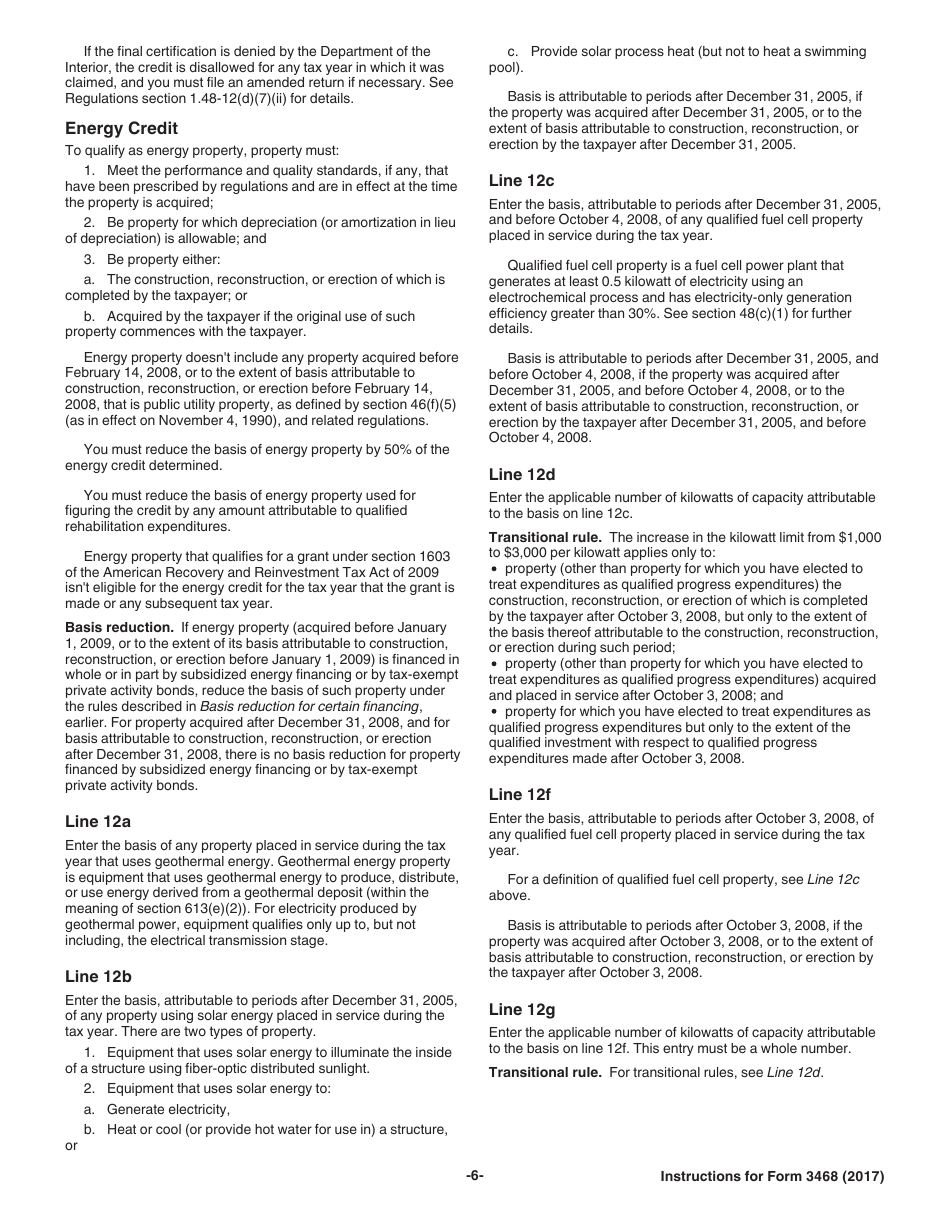 Instructions for IRS Form 3468 Investment Credit, Page 6