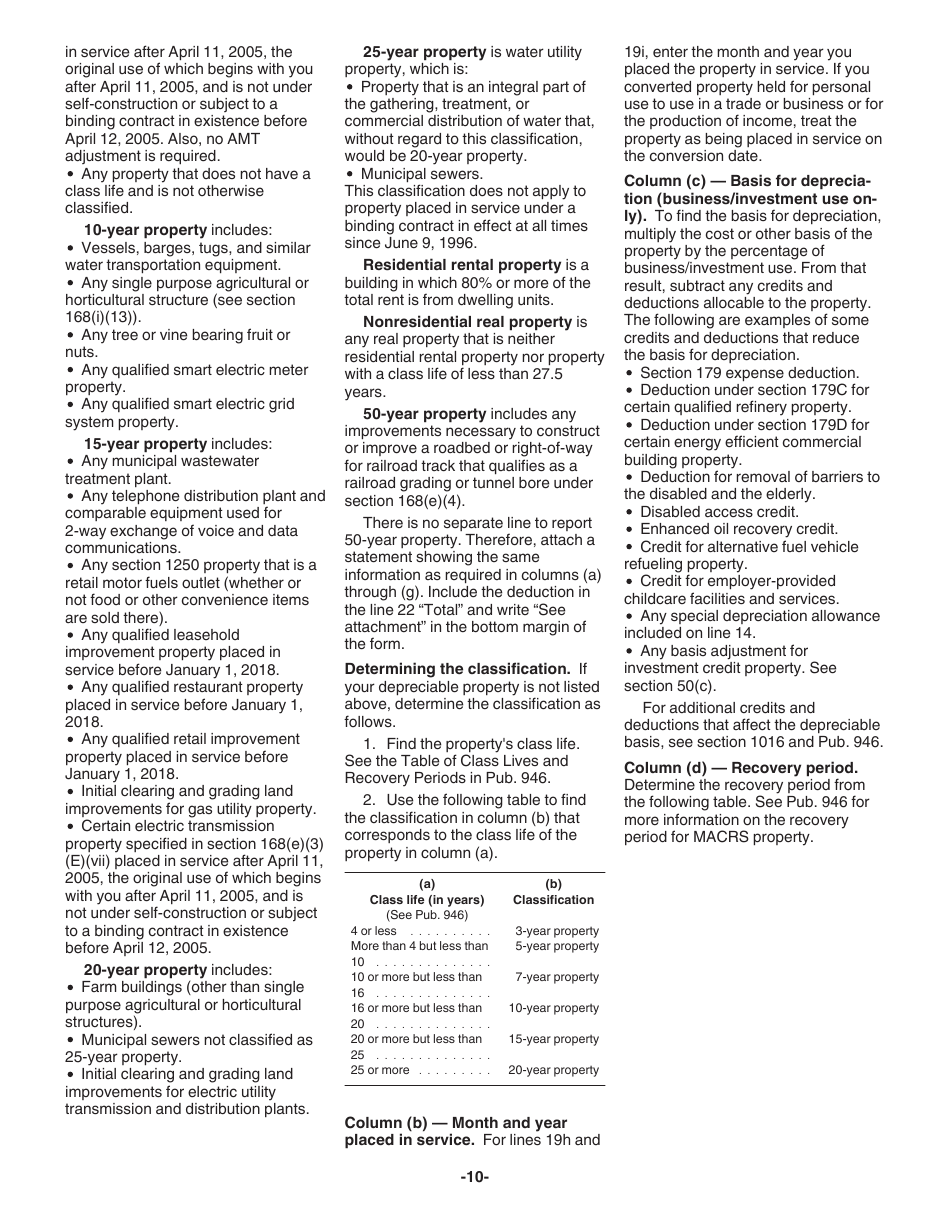 Instructions for IRS Form 4562 Depreciation and Amortization (Including Information on Listed Property), Page 10