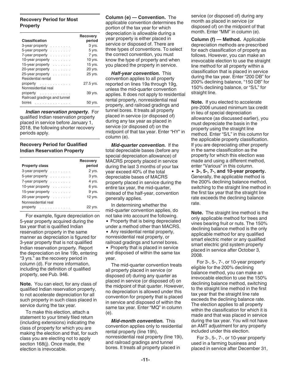 Instructions for IRS Form 4562 Depreciation and Amortization (Including Information on Listed Property), Page 11