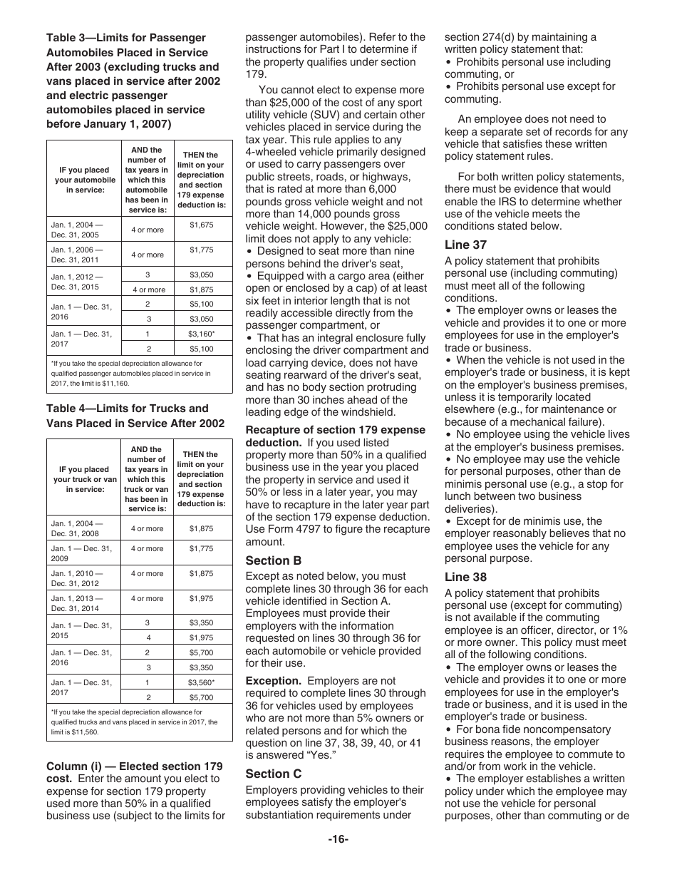 Instructions for IRS Form 4562 Depreciation and Amortization (Including Information on Listed Property), Page 16