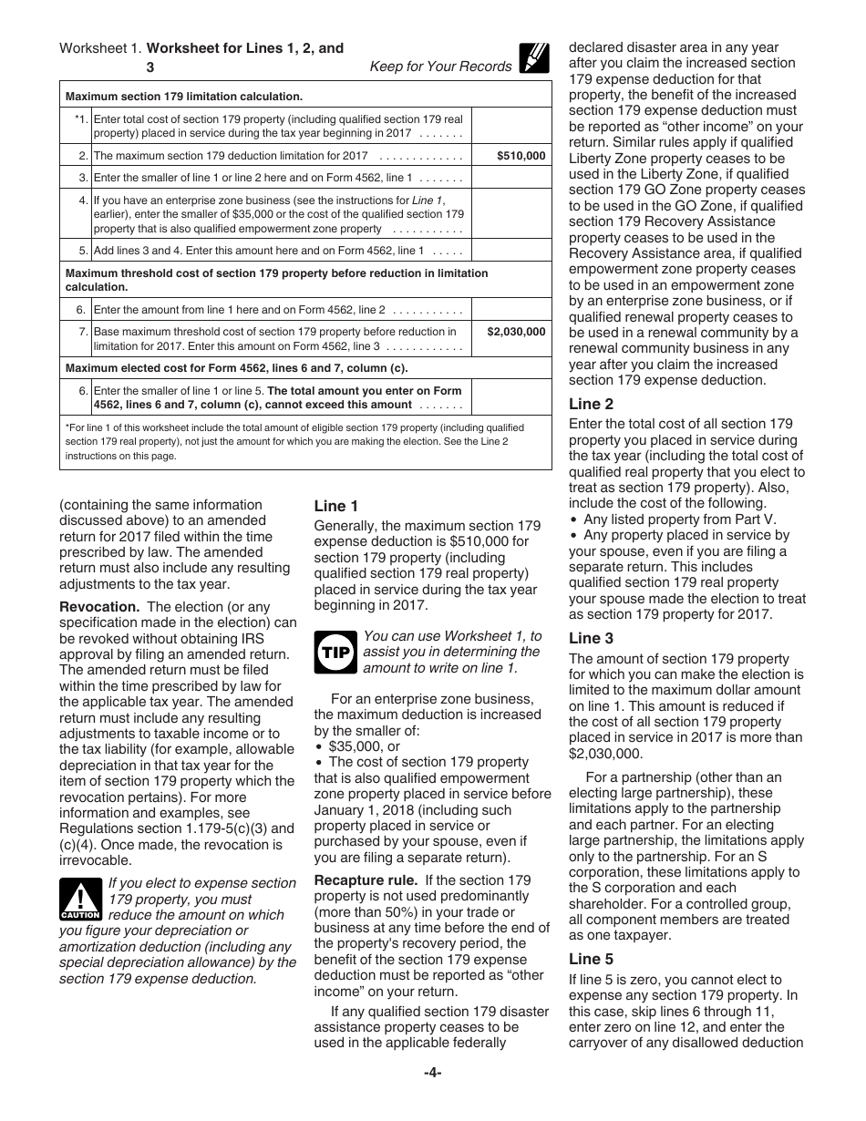 Instructions for IRS Form 4562 Depreciation and Amortization (Including Information on Listed Property), Page 4
