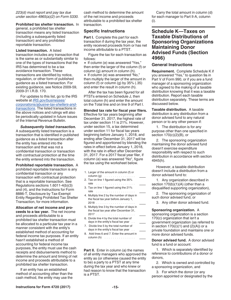 Instructions for IRS Form 4720 Return of Certain Excise Taxes Under Chapters 41 and 42 of the Internal Revenue Code, Page 15