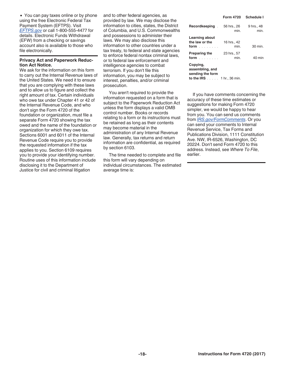 Instructions for IRS Form 4720 Return of Certain Excise Taxes Under Chapters 41 and 42 of the Internal Revenue Code, Page 18