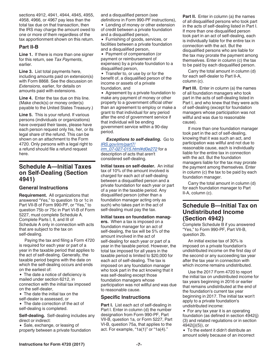 Instructions for IRS Form 4720 Return of Certain Excise Taxes Under Chapters 41 and 42 of the Internal Revenue Code, Page 7