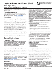 Document preview: Instructions for IRS Form 6765 Credit for Increasing Research Activities