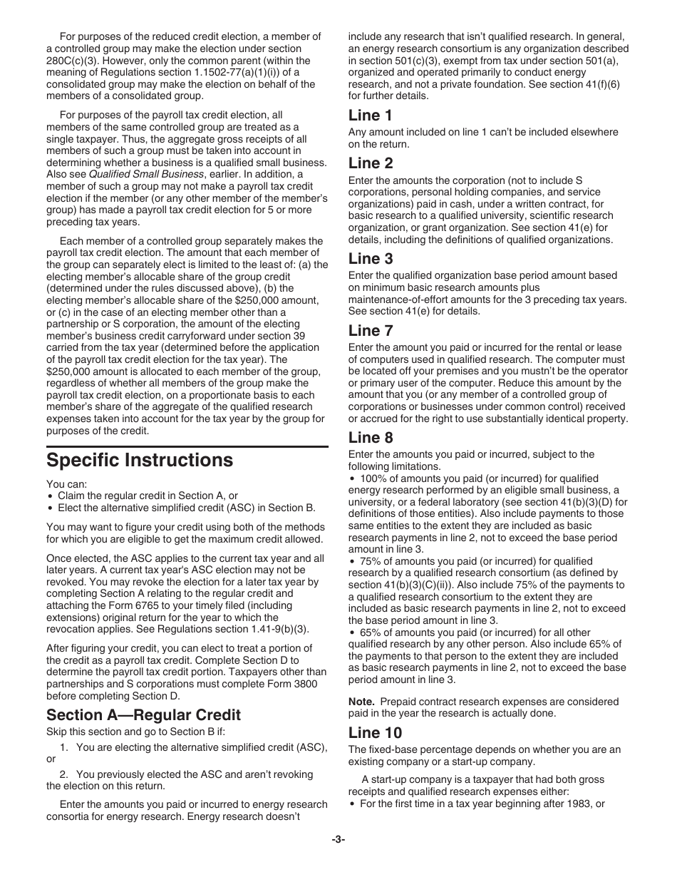 Instructions for IRS Form 6765 Credit for Increasing Research Activities, Page 3