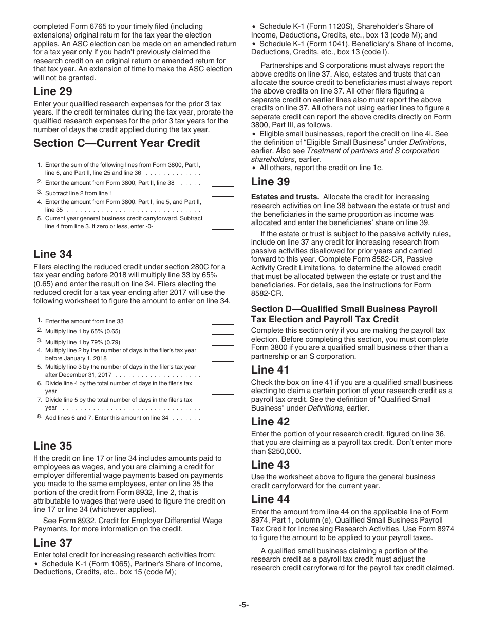 Instructions for IRS Form 6765 Credit for Increasing Research Activities, Page 5