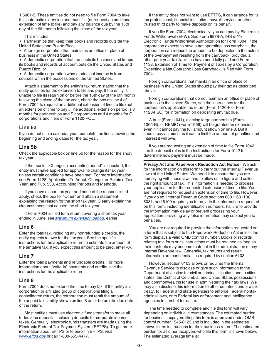 Download Instructions for IRS Form 7004 Application for Automatic ...