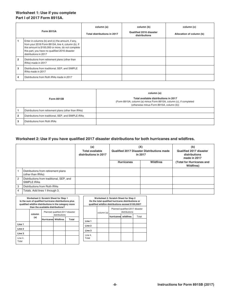 Instructions for IRS Form 8915B Qualified 2017 Disaster Retirement Plan Distributions and Repayments, Page 8