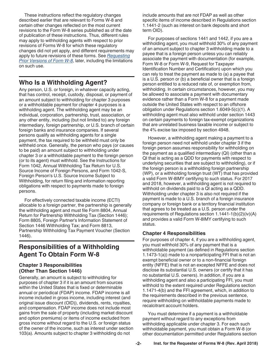 Instructions for IRS Form W-8BEN, W-8BEN-E, W-8ECI, W-8EXP, W-8IMY, Page 2