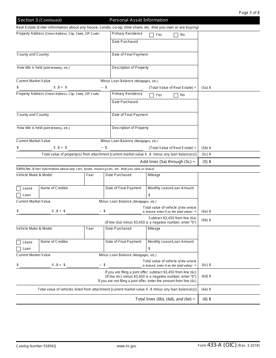 IRS Form 433-A (OIC) - Fill Out, Sign Online and Download Fillable PDF ...