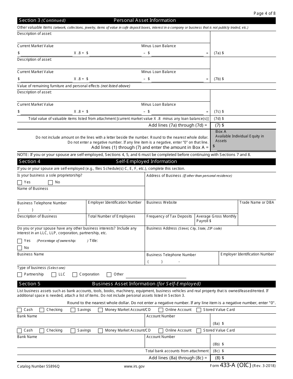 IRS Form 433-A (OIC) - Fill Out, Sign Online and Download Fillable PDF ...