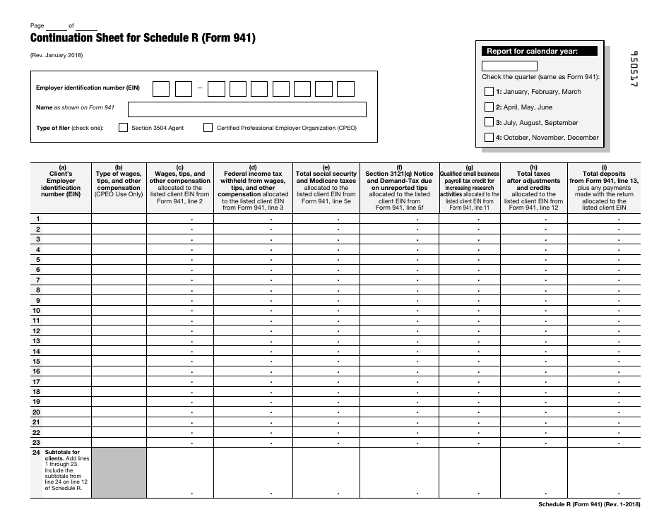 IRS Form 941 Schedule R - Fill Out, Sign Online and Download Fillable ...