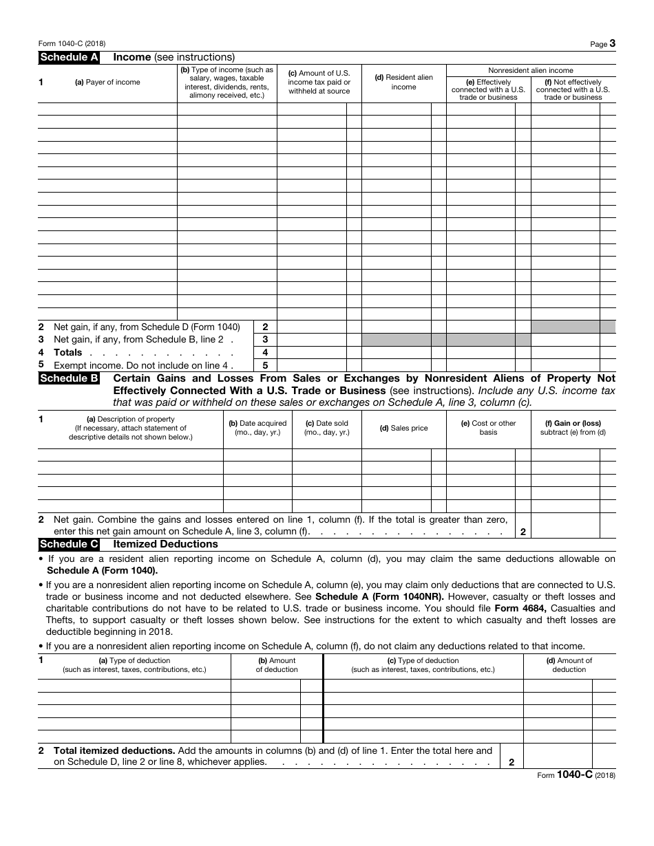 IRS Form 1040-C U.S. Departing Alien Income Tax Return, Page 3