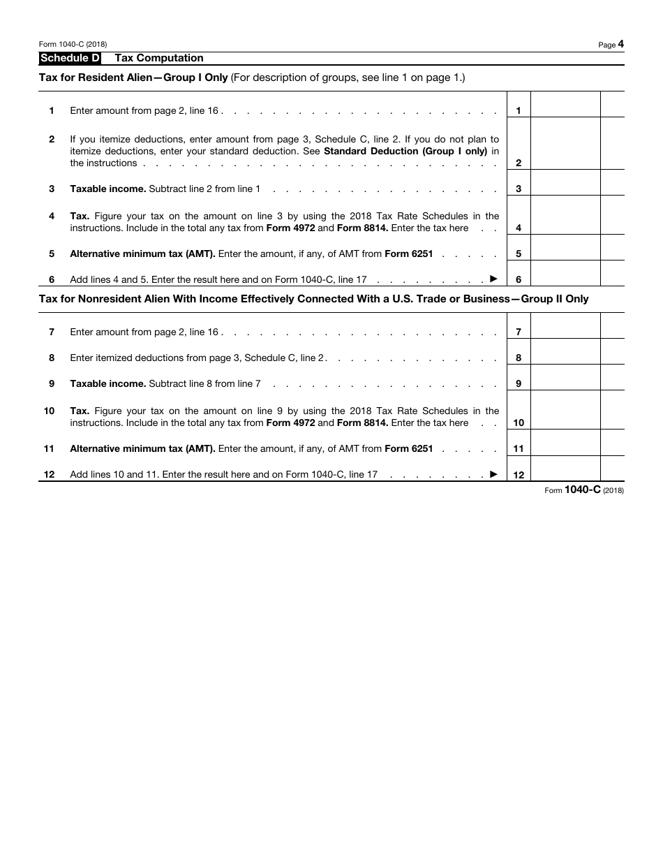 IRS Form 1040-C U.S. Departing Alien Income Tax Return, Page 4