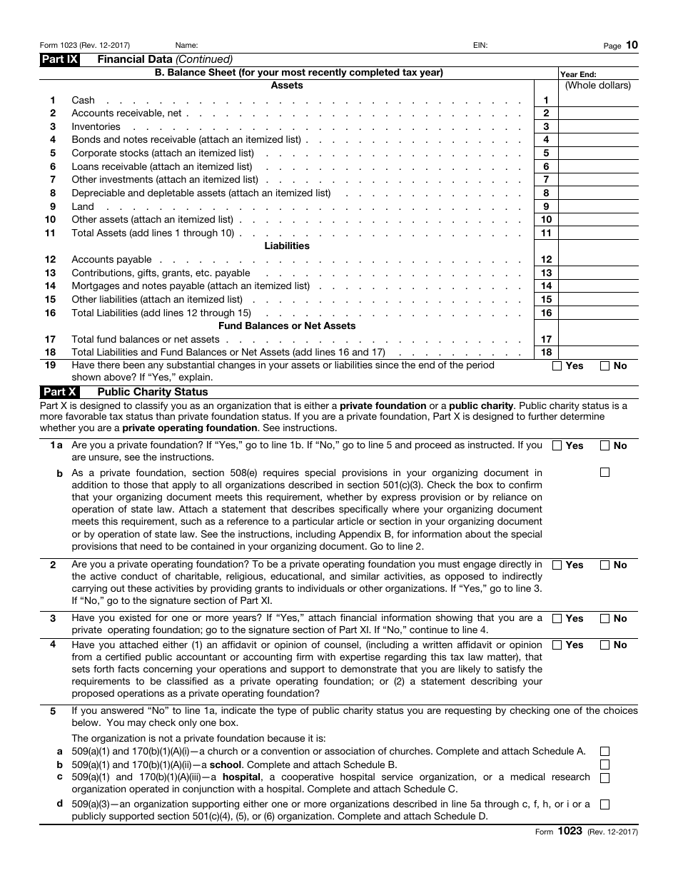 IRS Form 1023 Application for Recognition of Exemption, Page 10