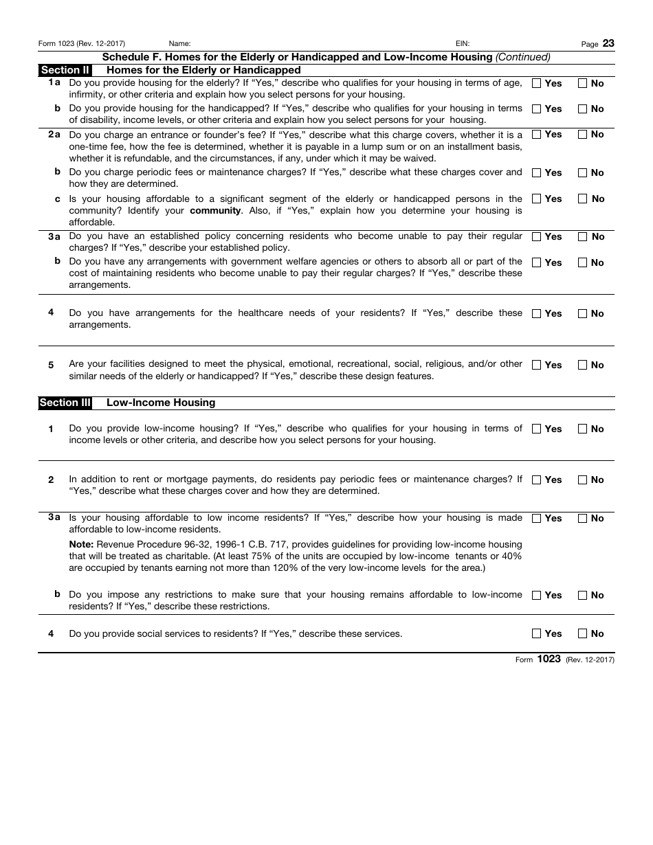 IRS Form 1023 Application for Recognition of Exemption, Page 23