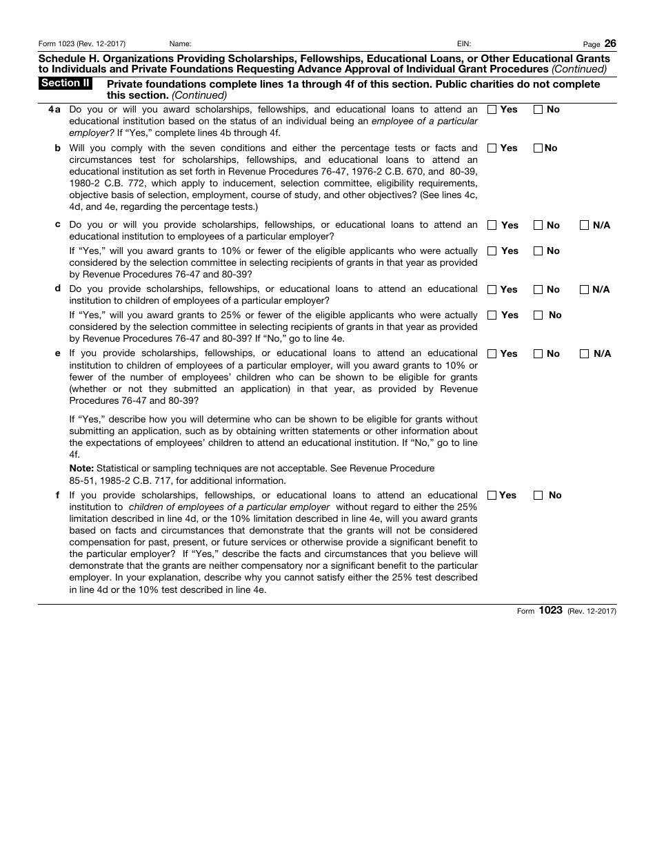 IRS Form 1023 Application for Recognition of Exemption, Page 26