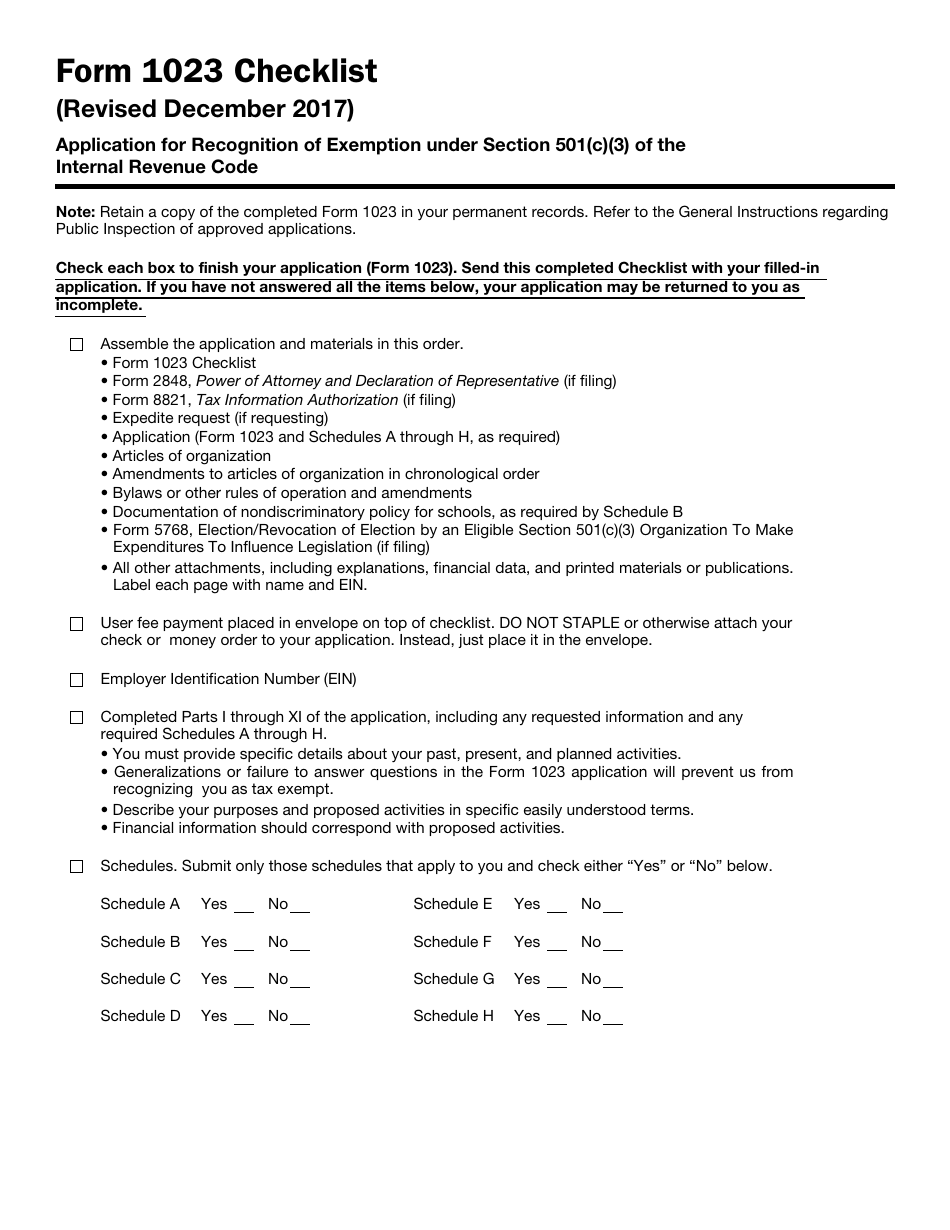 IRS Form 1023 Application for Recognition of Exemption, Page 27