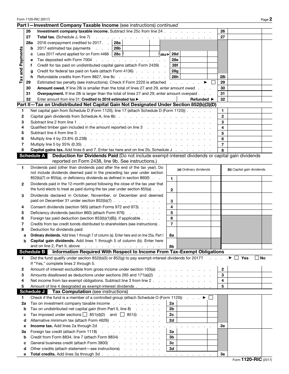 IRS Form 1120-RIC U.S. Income Tax Return for Regulated Investment Companies, Page 2