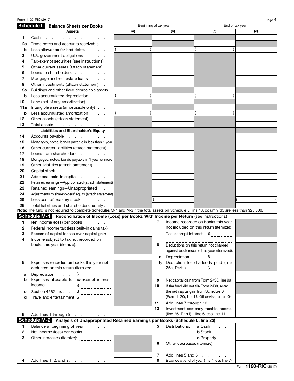 IRS Form 1120-RIC U.S. Income Tax Return for Regulated Investment Companies, Page 4