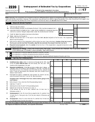 Document preview: IRS Form 2220 Underpayment of Estimated Tax by Corporations
