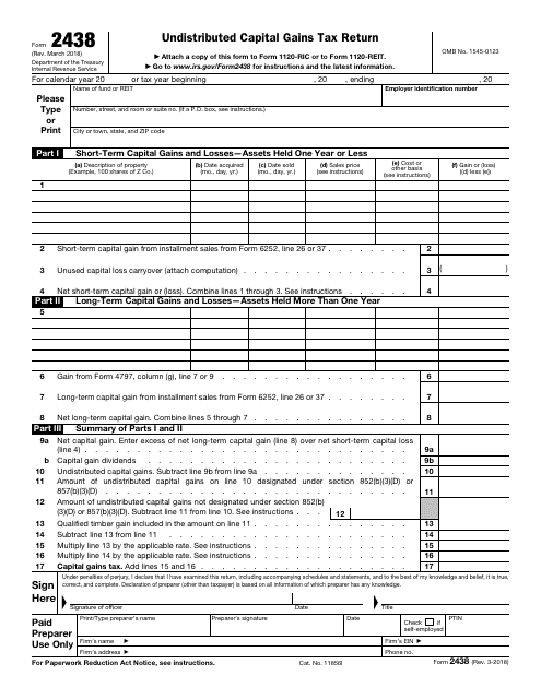 IRS Form 2438  Printable Pdf