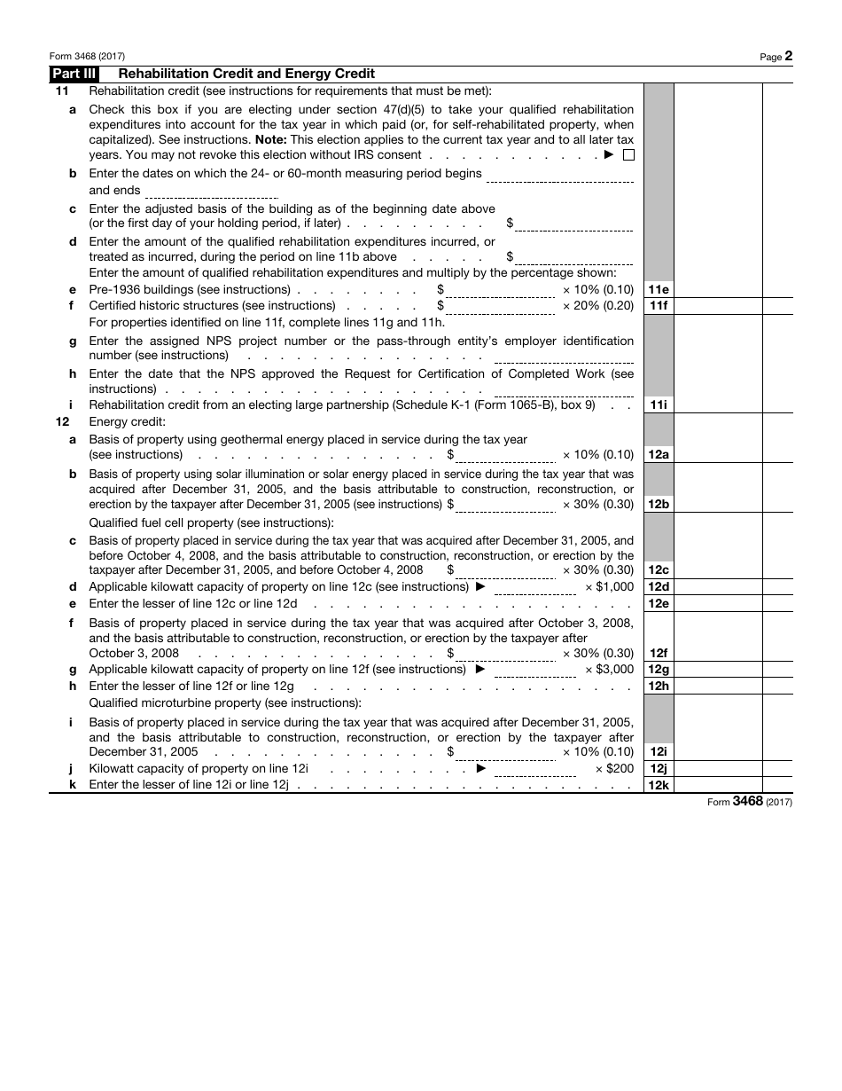 IRS Form 3468 - 2017 - Fill Out, Sign Online and Download Fillable PDF ...