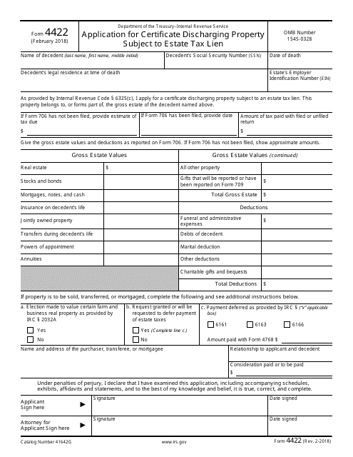 IRS Form 4422  Printable Pdf