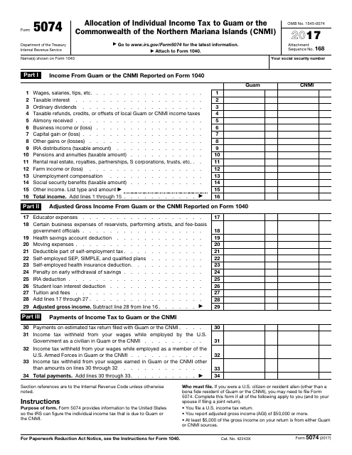 IRS Form 5074 2017 Printable Pdf