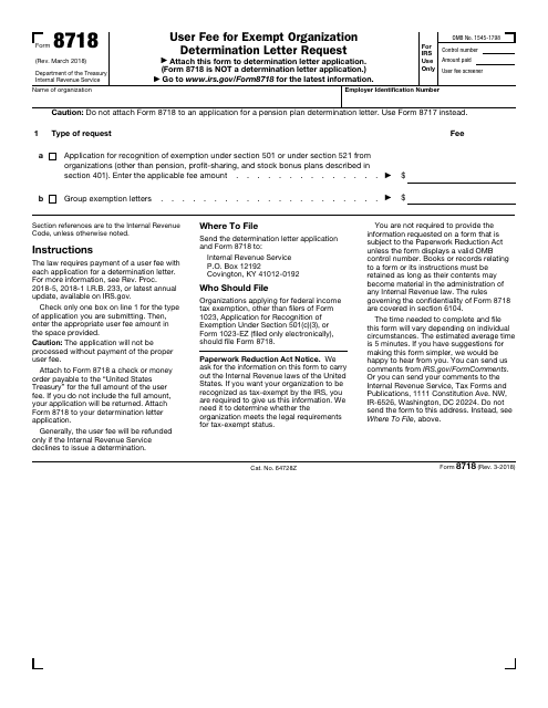 IRS Form 8718  Printable Pdf