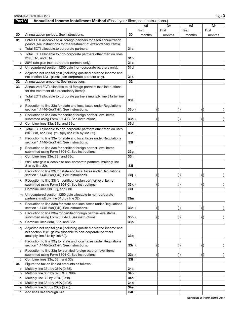 IRS Form 8804 Schedule A Penalty for Underpayment of Estimated Section 1446 Tax by Partnerships, Page 3