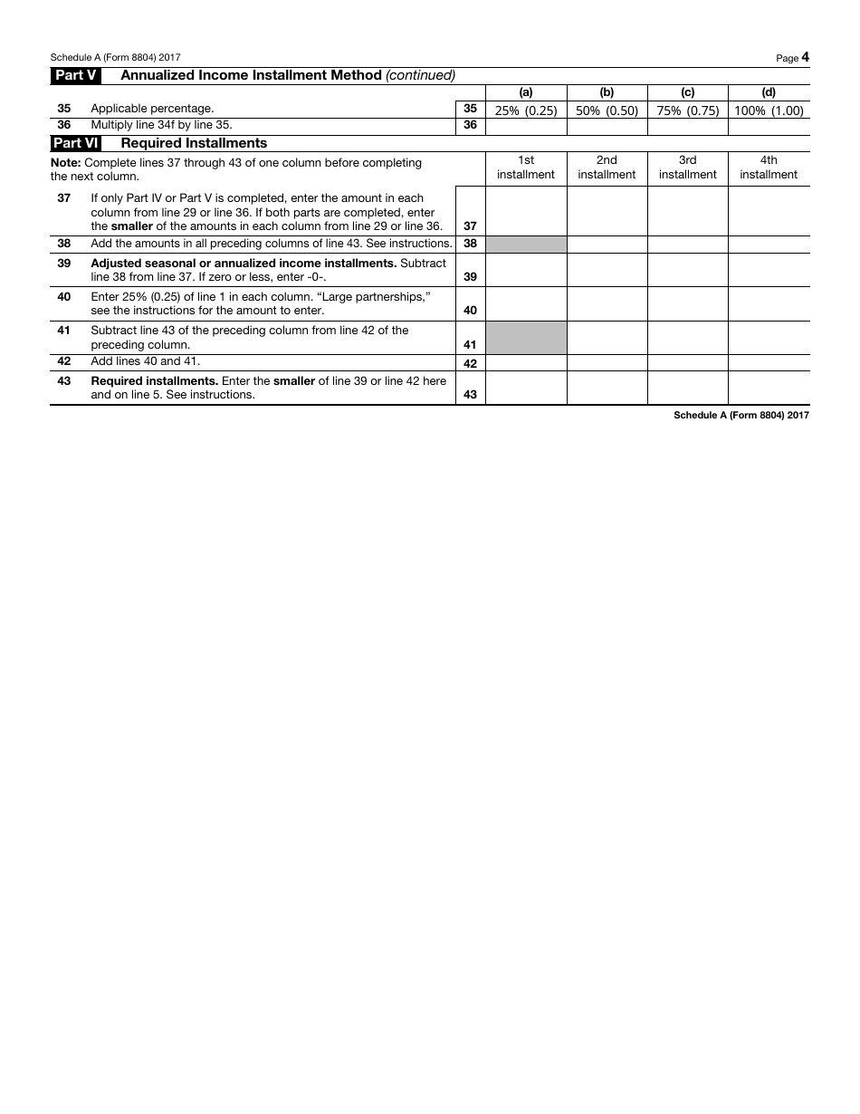 IRS Form 8804 Schedule A Penalty for Underpayment of Estimated Section 1446 Tax by Partnerships, Page 4