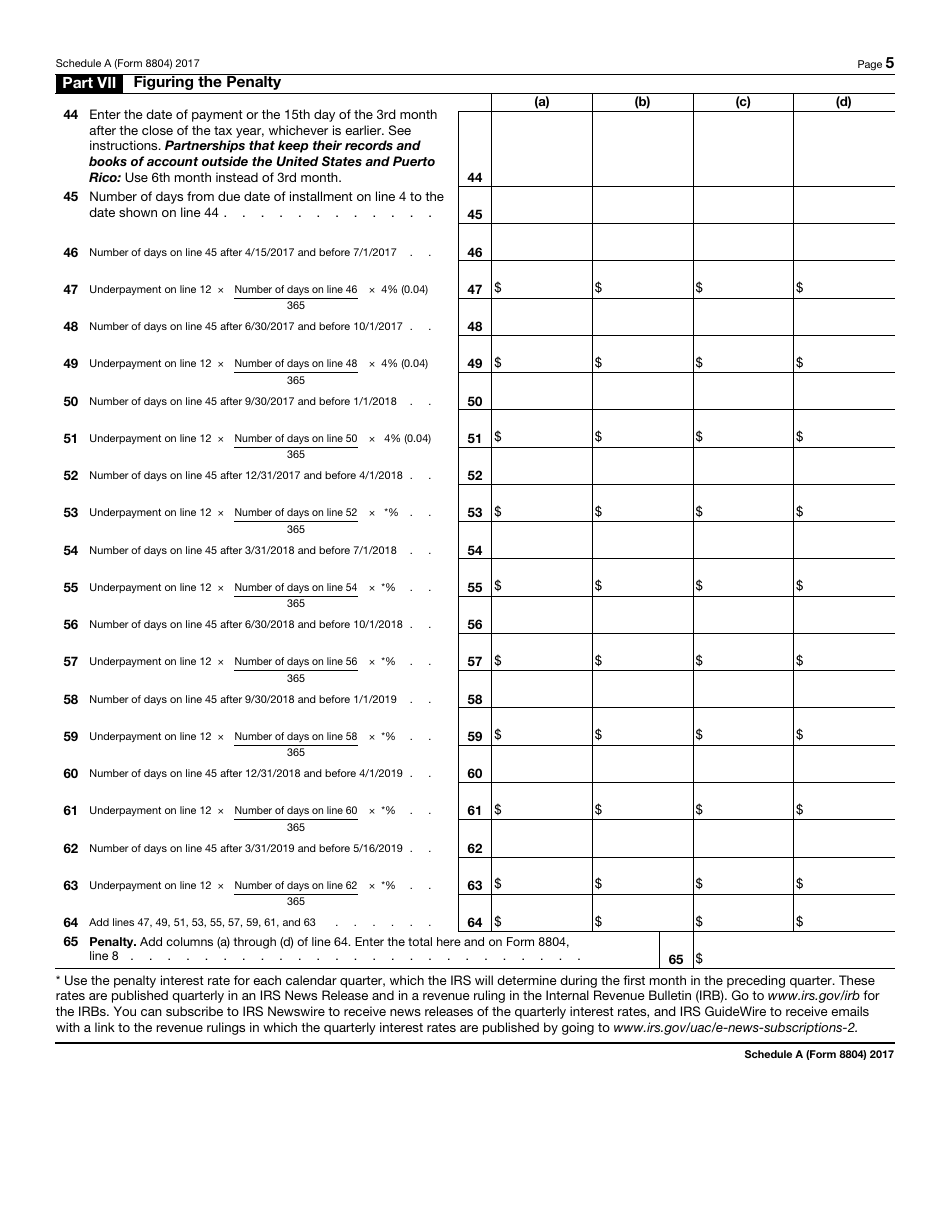 IRS Form 8804 Schedule A Penalty for Underpayment of Estimated Section 1446 Tax by Partnerships, Page 5