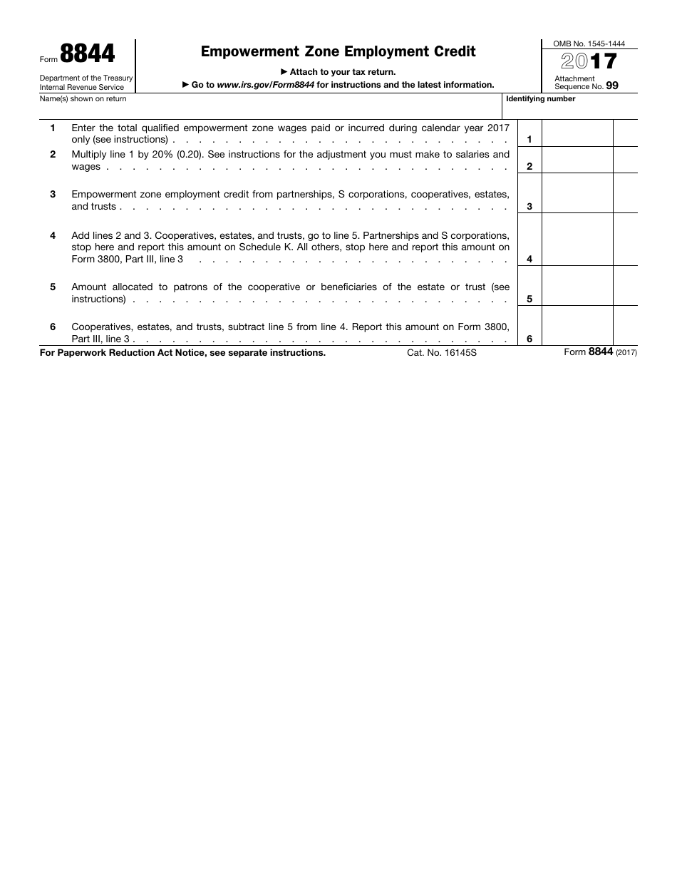 IRS Form 8844 Empowerment Zone Employment Credit, Page 1