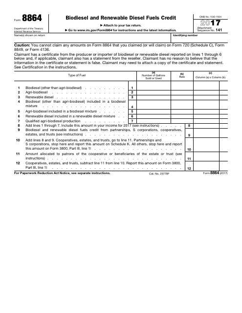 IRS Form 8864 2017 Printable Pdf