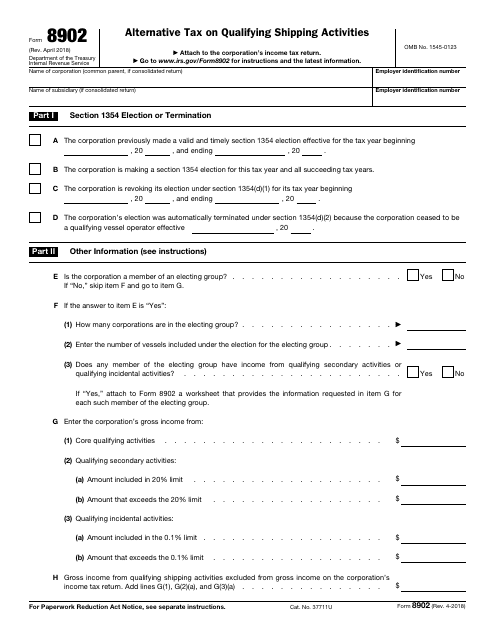 IRS Form 8902  Printable Pdf