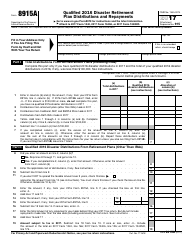 Document preview: IRS Form 8915A Qualified 2016 Disaster Retirement Plan Distributions and Repayments