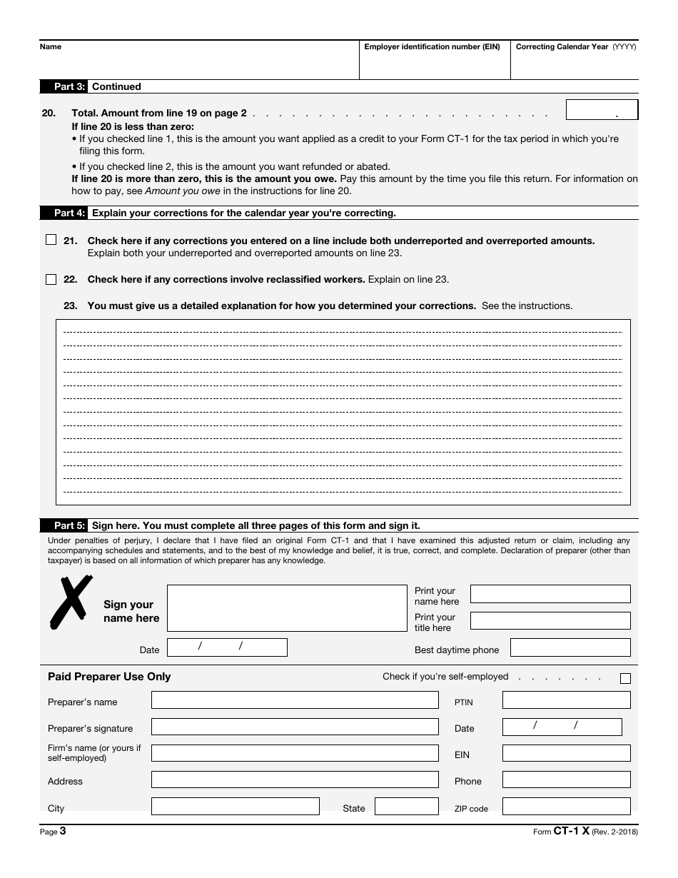IRS Form CT-1 X Adjusted Employers Annual Railroad Retirement Tax Return or Claim for Refund, Page 3